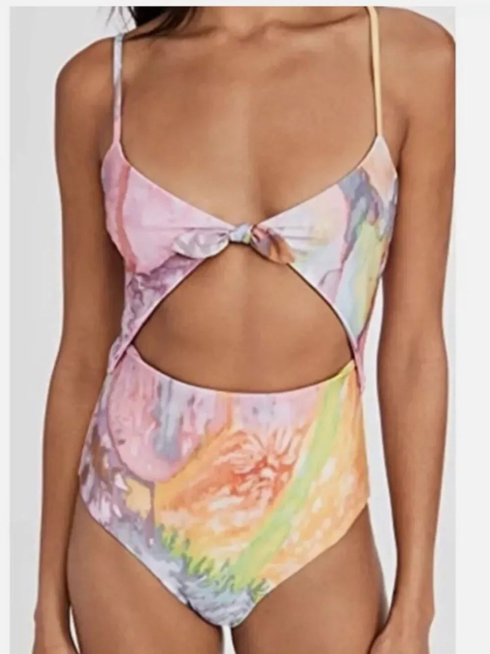 Mara Hoffman Kia Tie Front One Piece Tie Dye